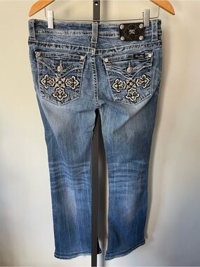 Miss Me Bootcut Denim Jeans Mcbling Cross Flap Pocket Bling Y2K 2000s Size 29
